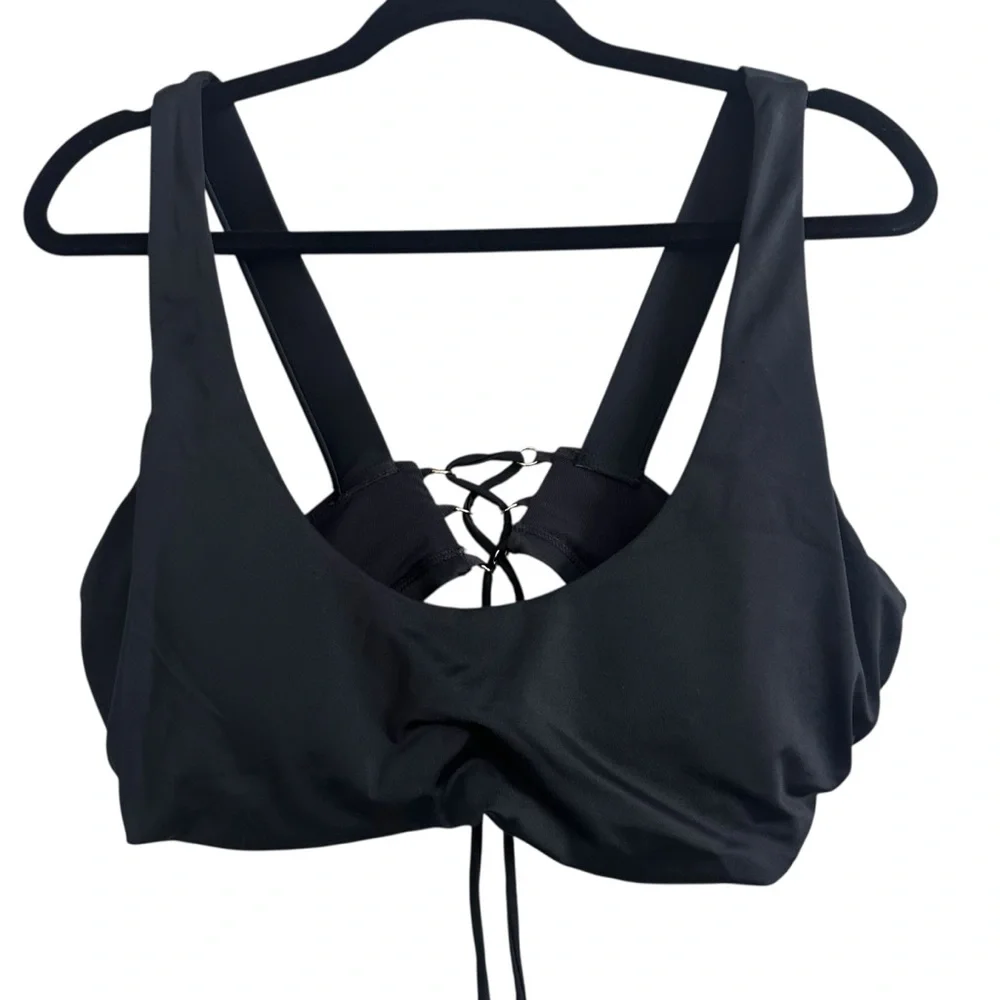Swimsuits for All Black Bikini Top with Tie Back Size 16 - Picture 2 of 6